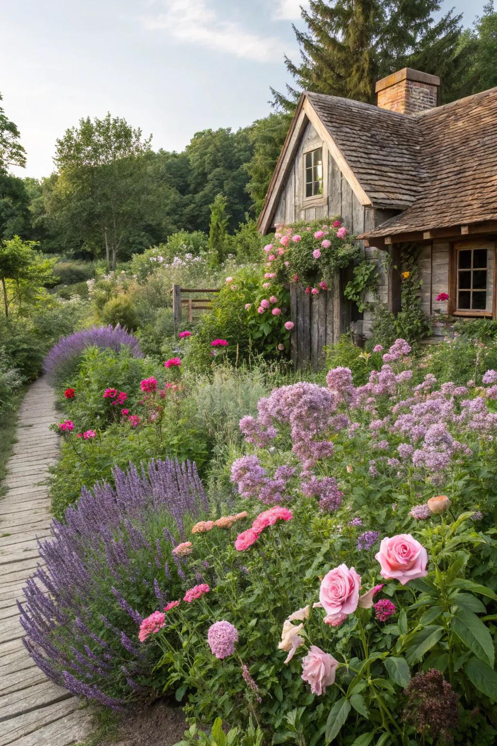 Rustic cottage appeal with a charming milkweed garden.