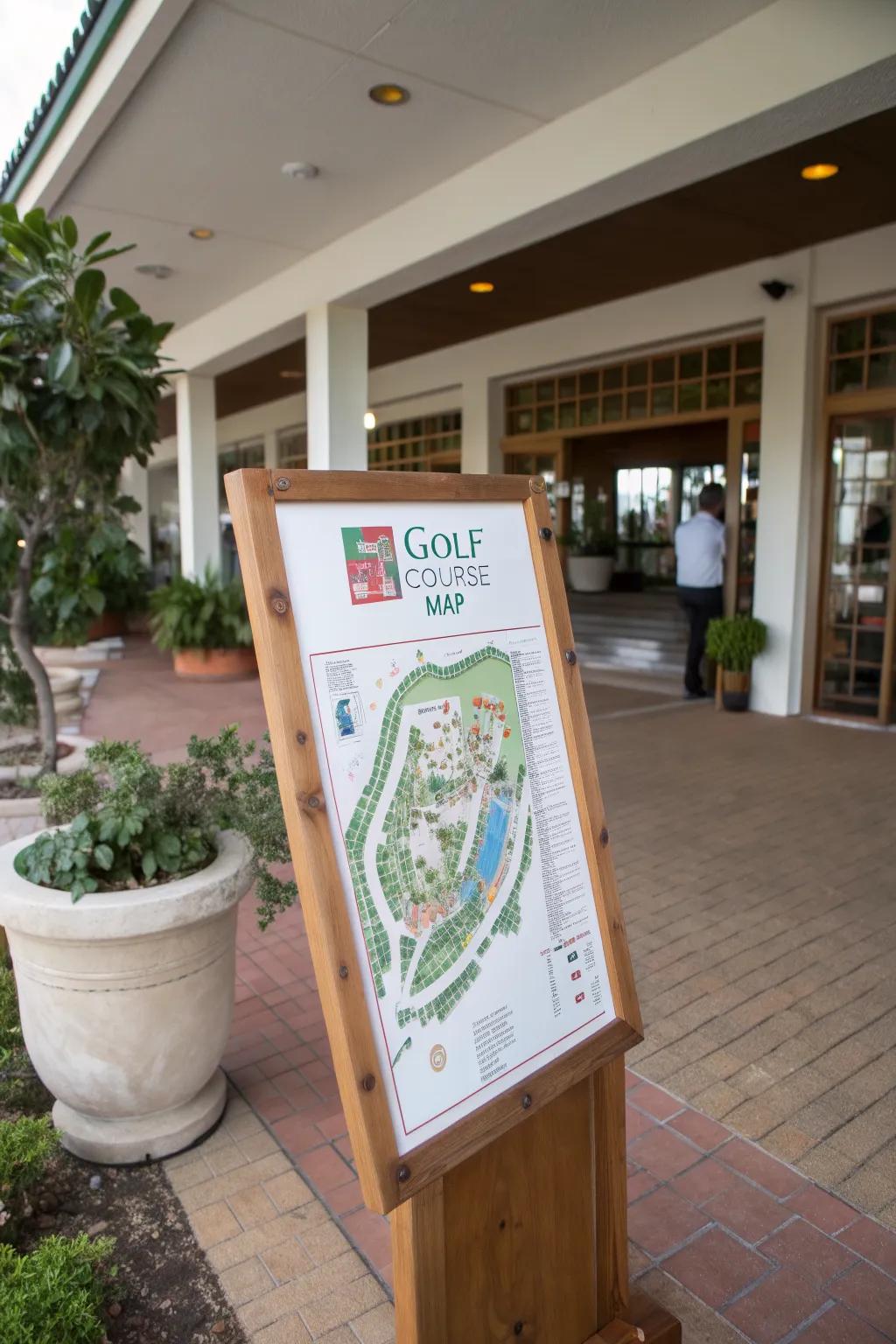 A custom mini golf course map that guides players through the whimsical layout.