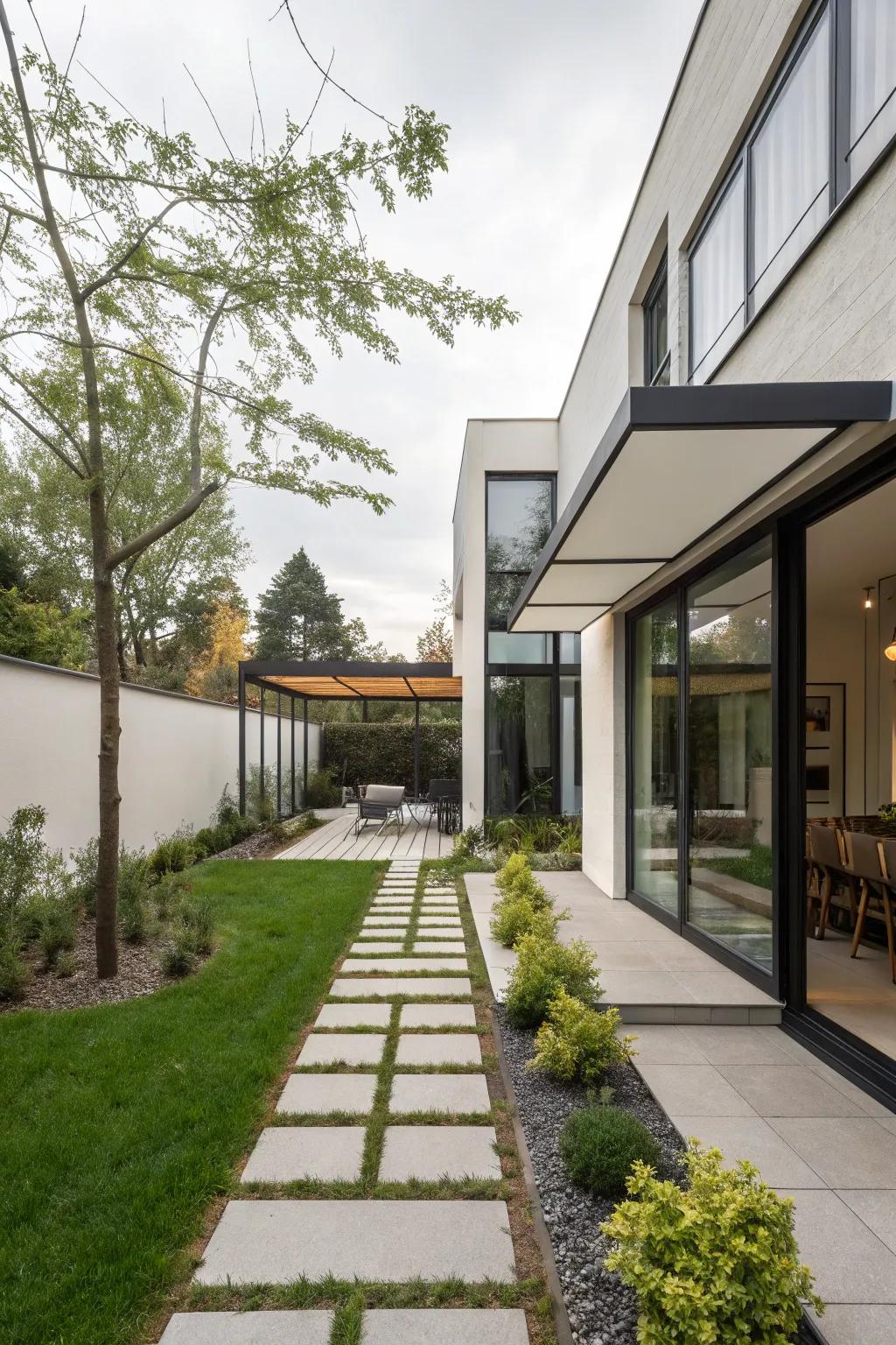 Modern design elements creating a sleek backyard.