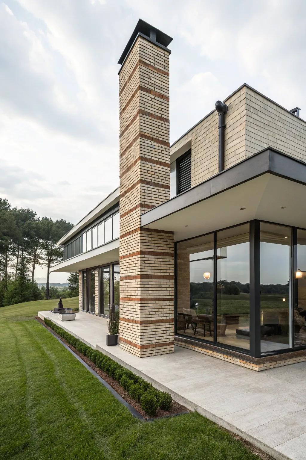 Horizontal brick patterns offer a modern twist on tradition.