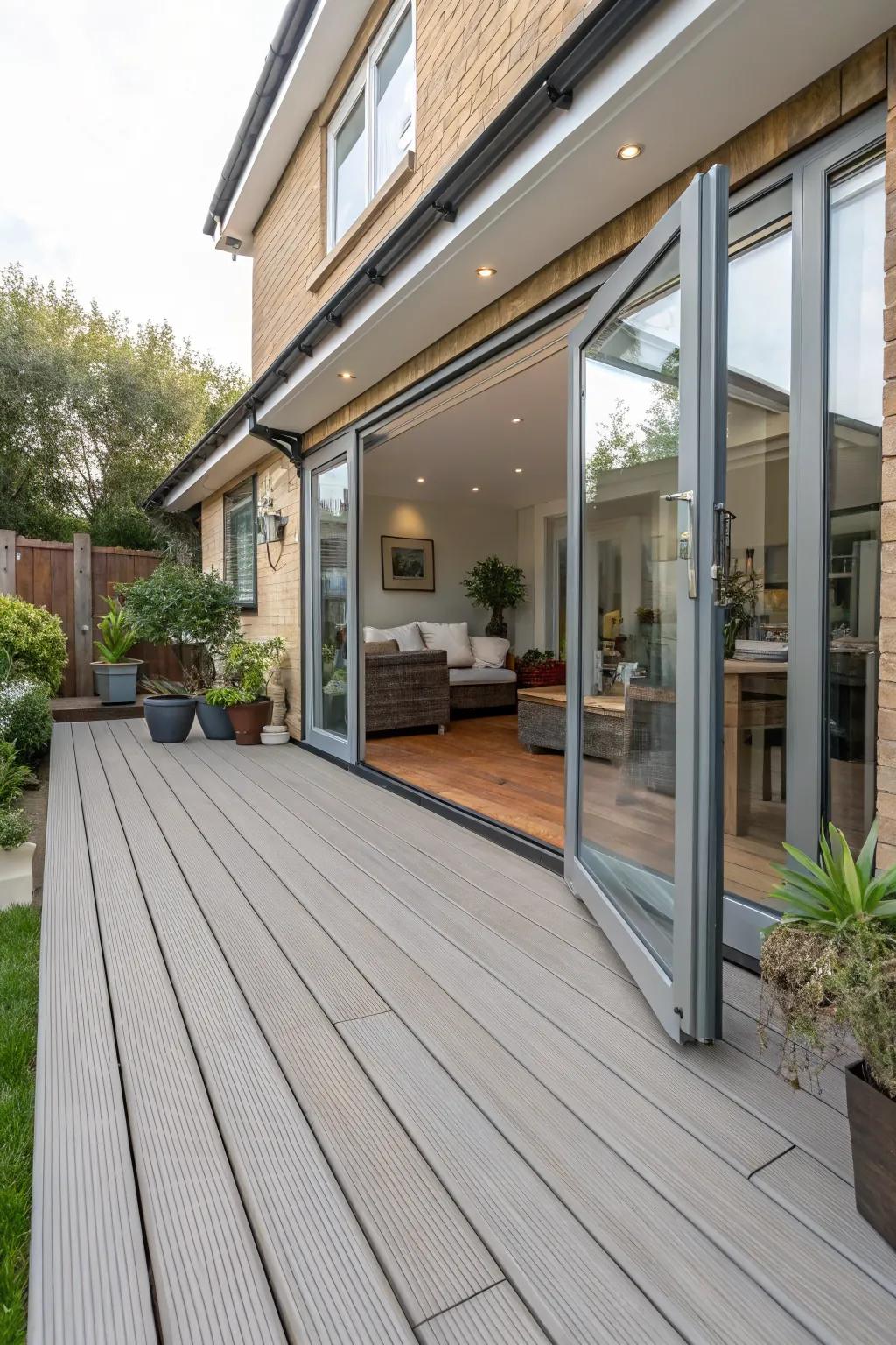A seamless transition from indoors to outdoors enhances flow.