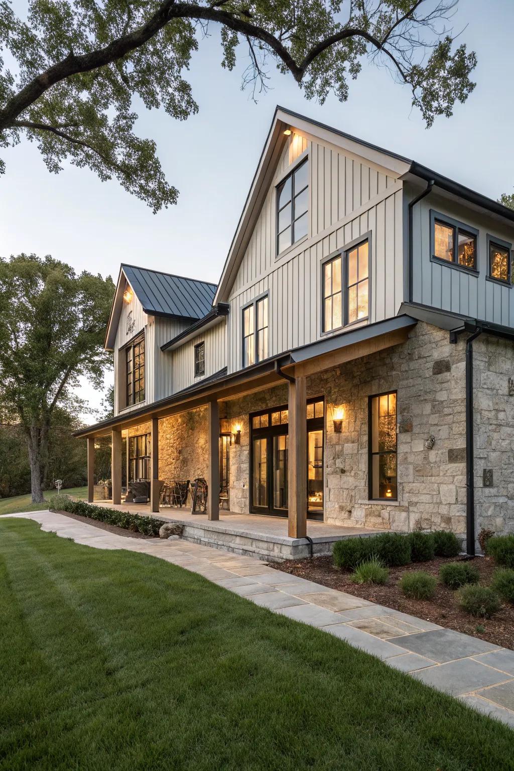 Intriguing mix of textures for a unique farmhouse look.