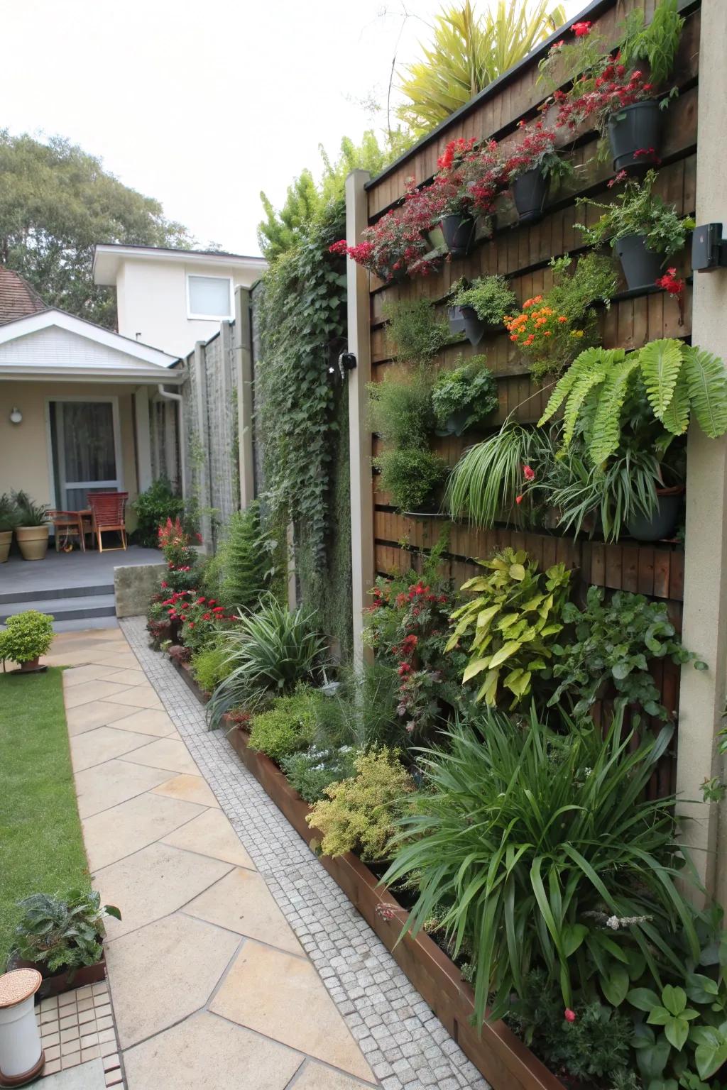 Vertical garden fences offer space-efficient greenery.