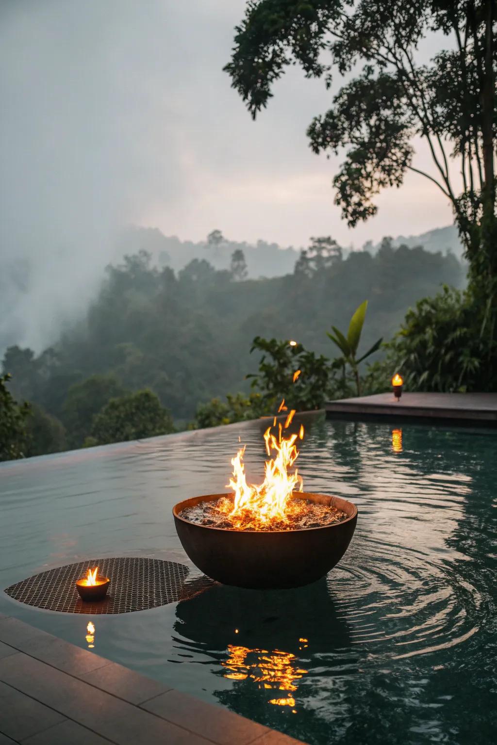 An enchanting floating fire pit.