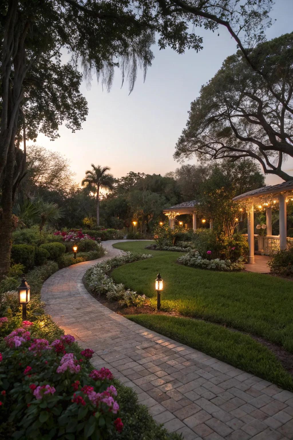 Ambient lighting enhances your garden's beauty.