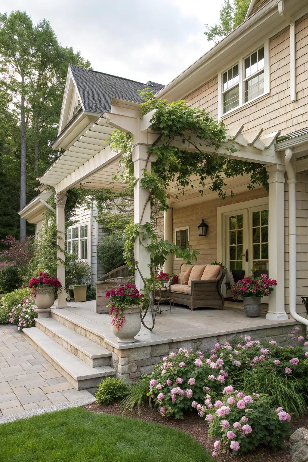 A pergola that enhances architectural harmony.