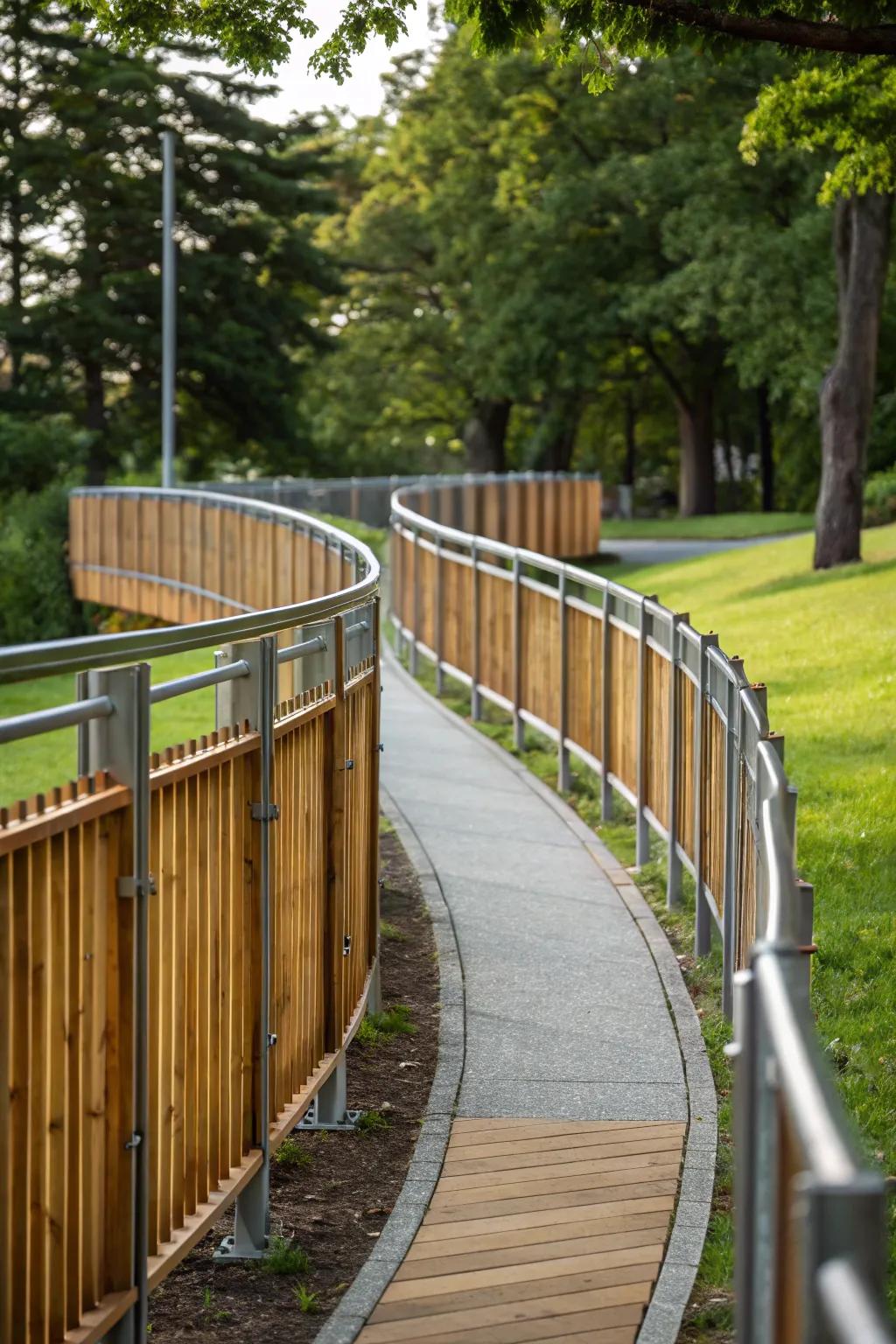 Elegant curves with metal and wood fencing