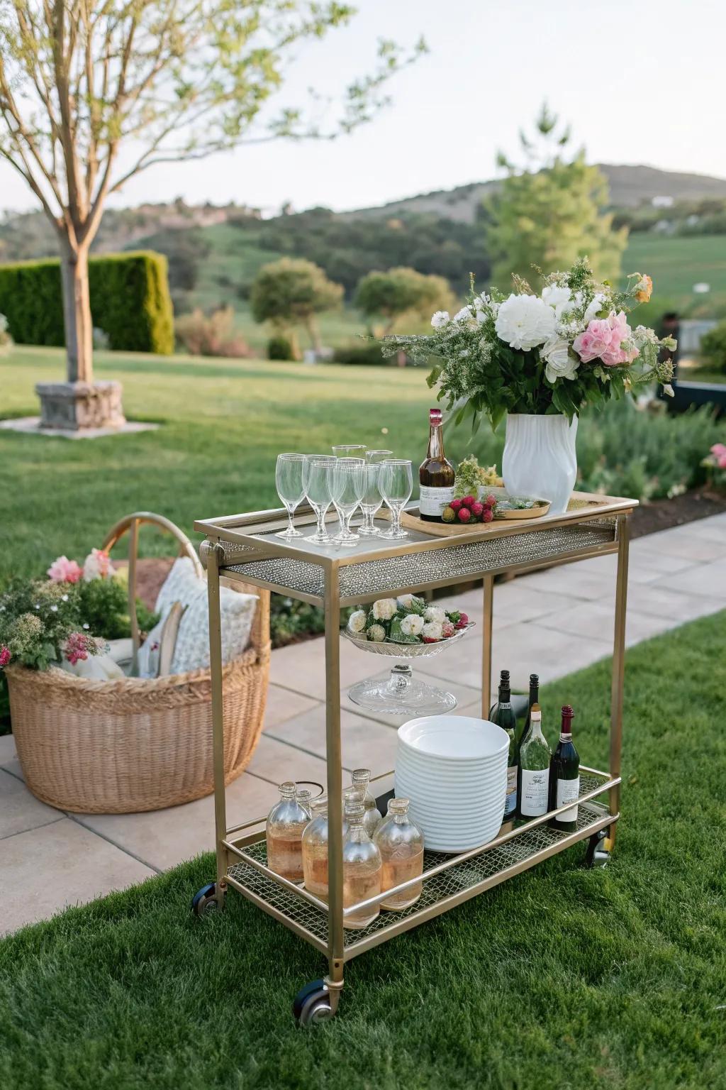 Portable bar carts offer flexibility and style.