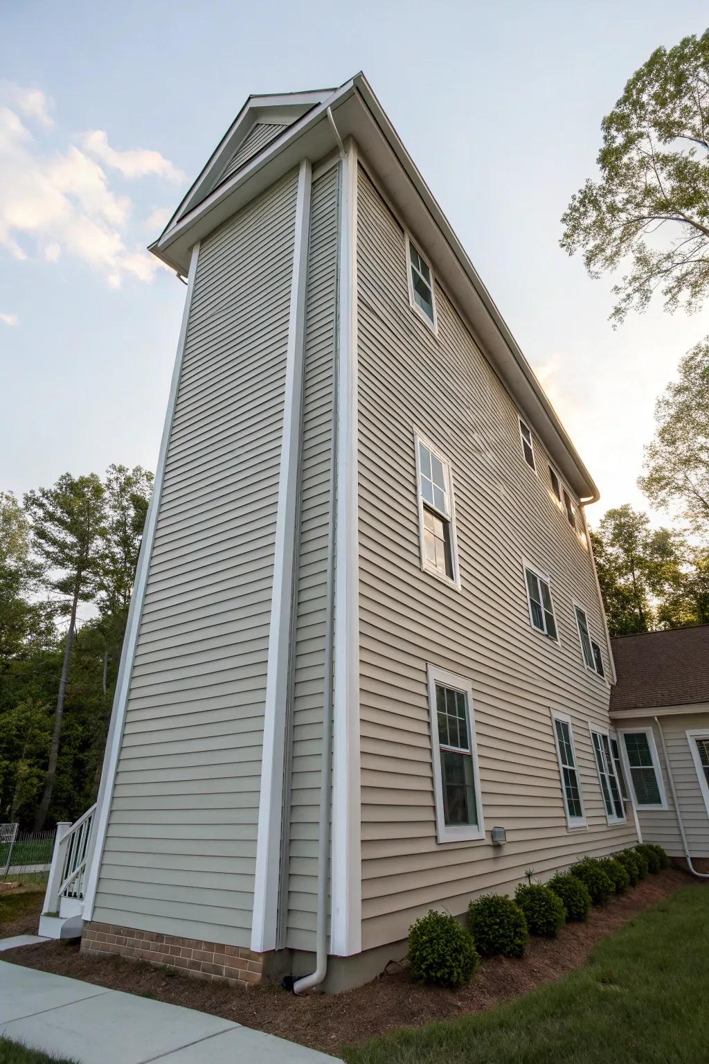 Vertical vinyl siding gives the illusion of added height.