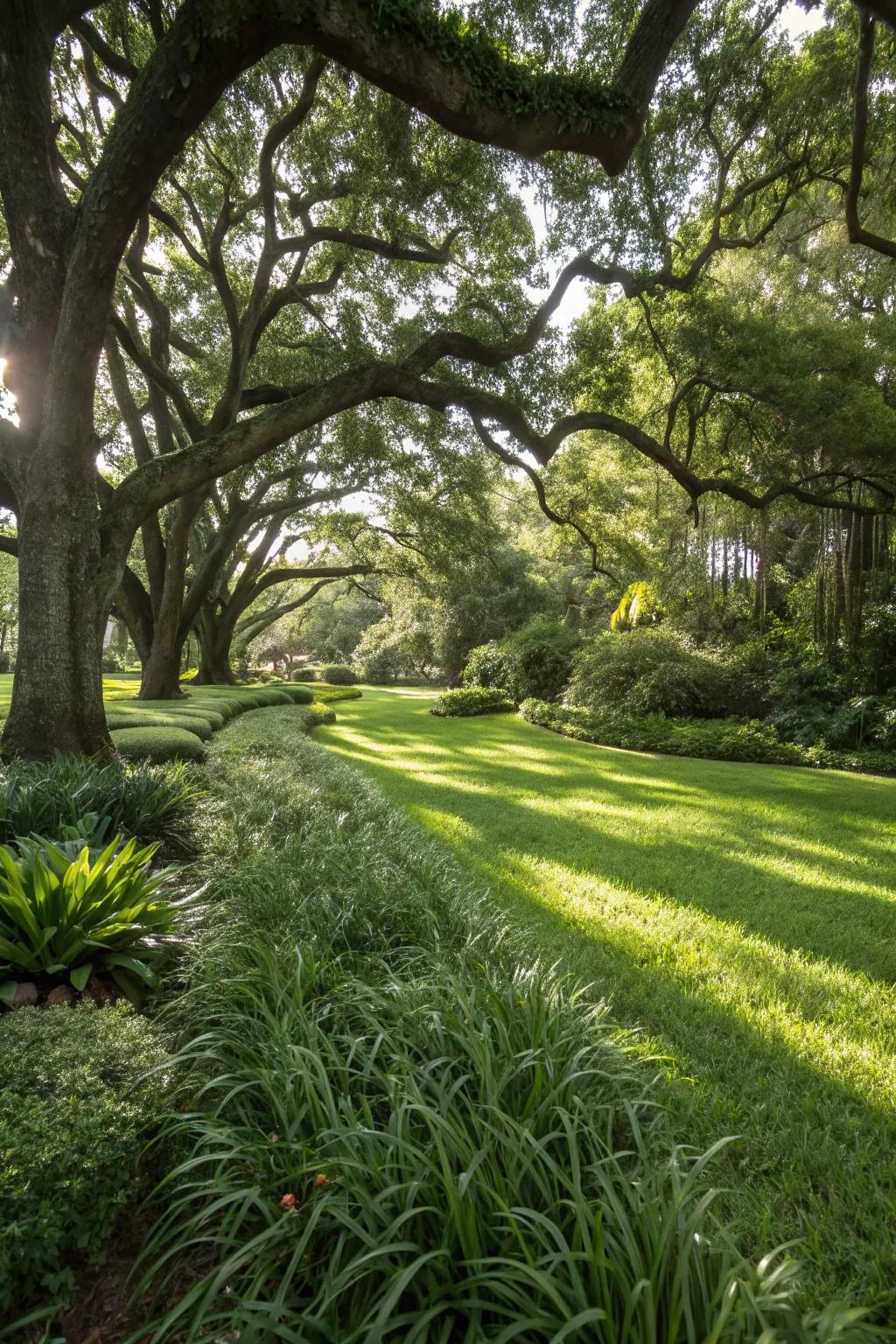 Create lush shady retreats with monkey grass.