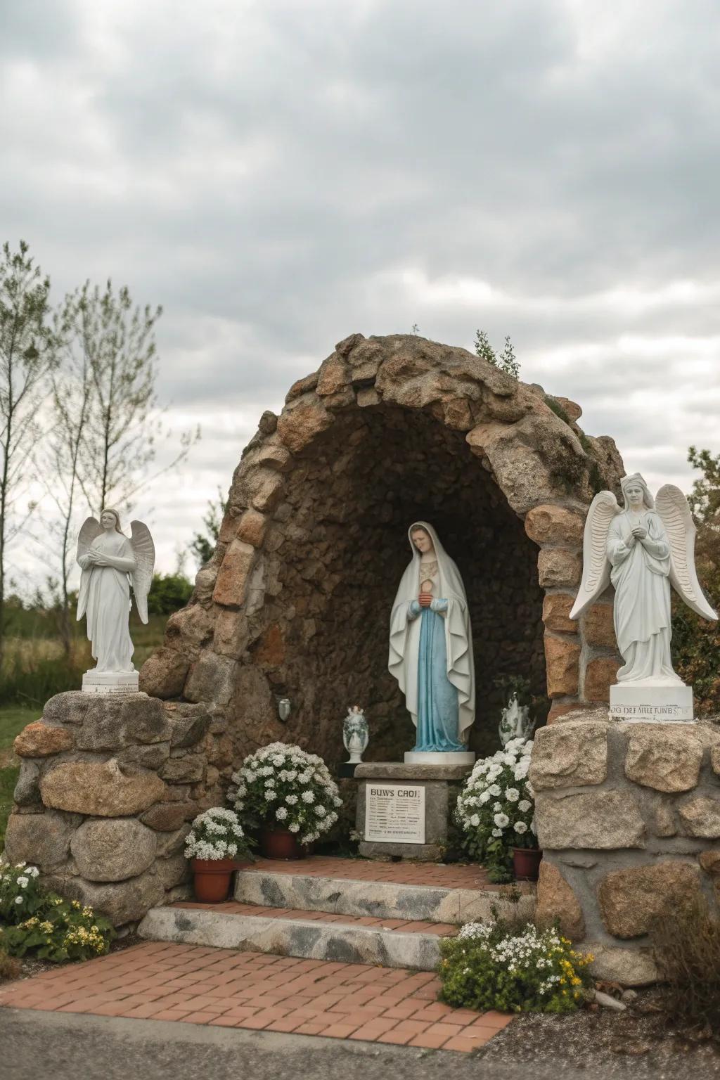 Angel figures evoke a sense of guardianship.