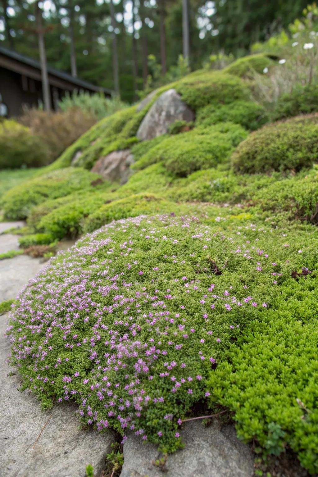 Ground covers provide a lush, erosion-resistant layer.