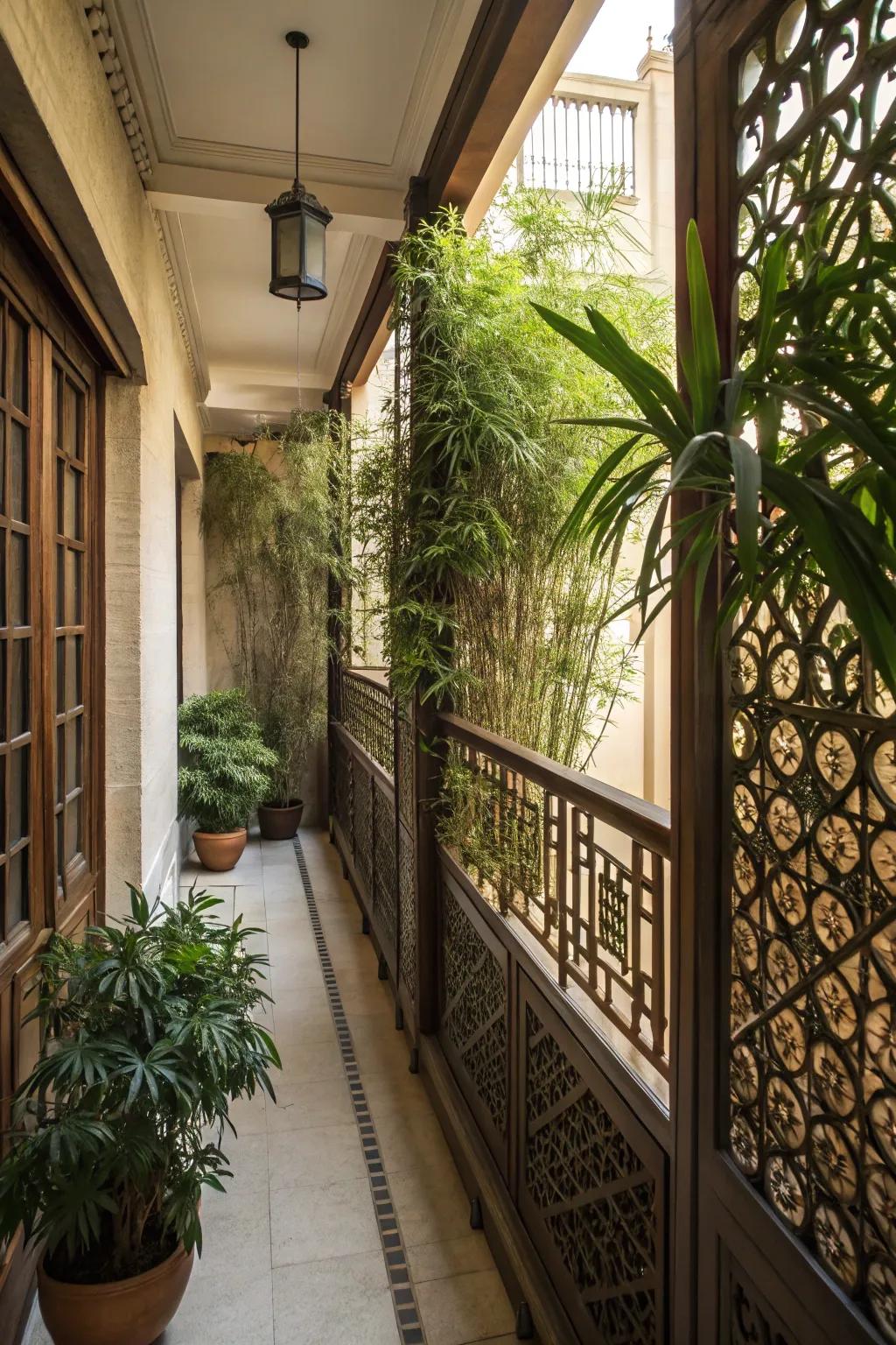 Stylish privacy solutions for narrow balconies.