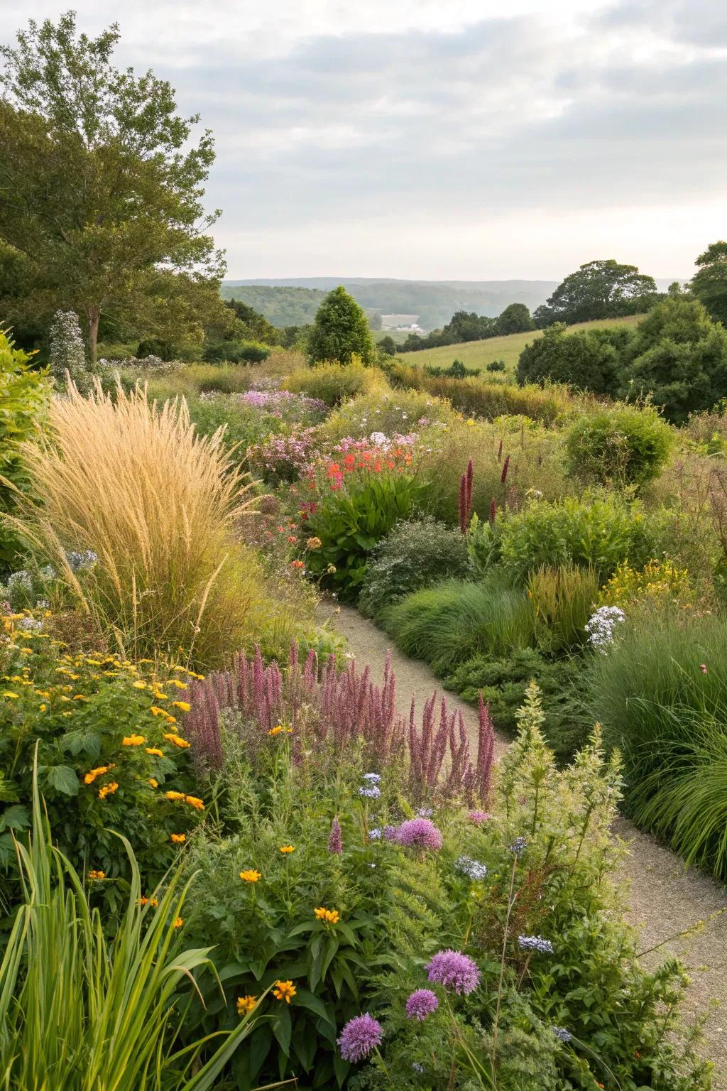 Natural plant borders creating soft garden edges.