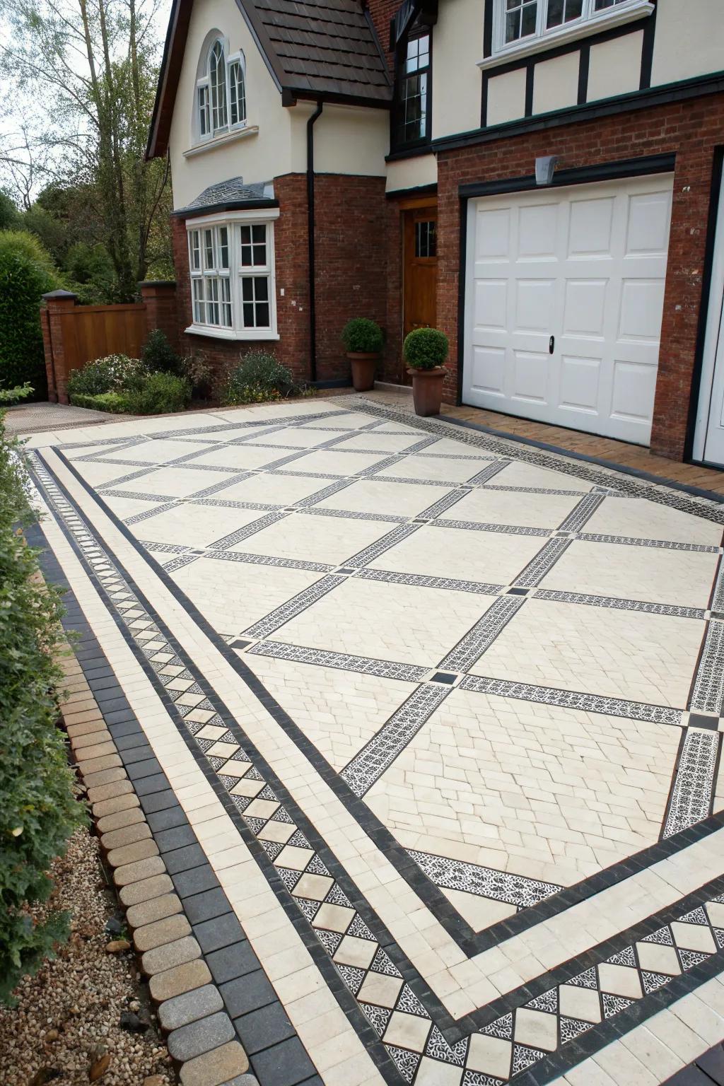 Bring indoor elegance outside with a porcelain 'carpet' entry.