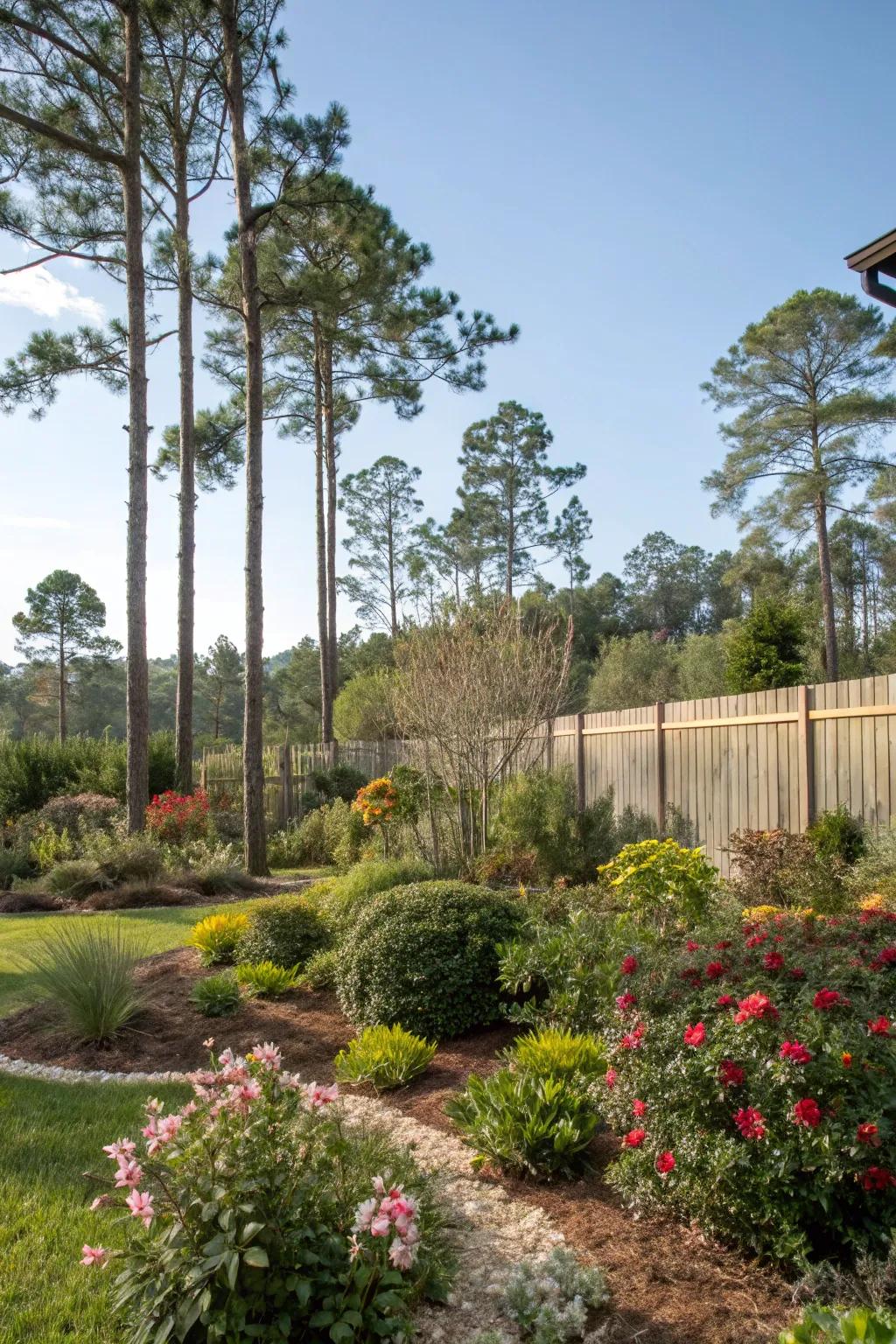 Varied plant heights create layers of visual interest in a North Florida garden.
