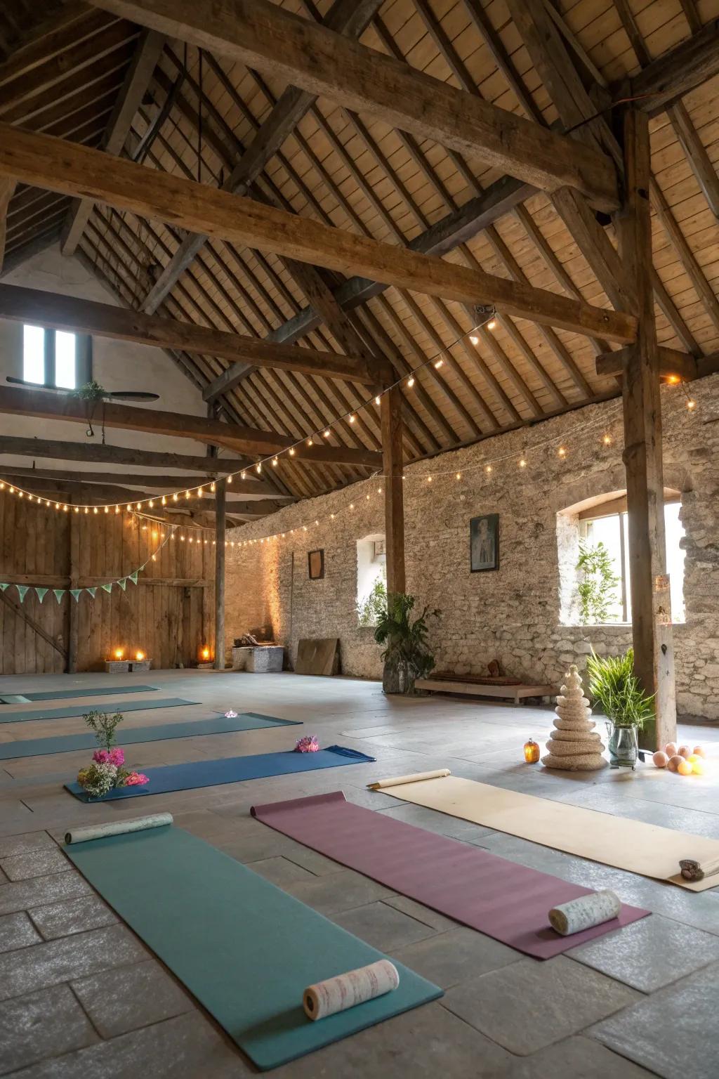 A peaceful retreat space perfect for yoga and meditation.
