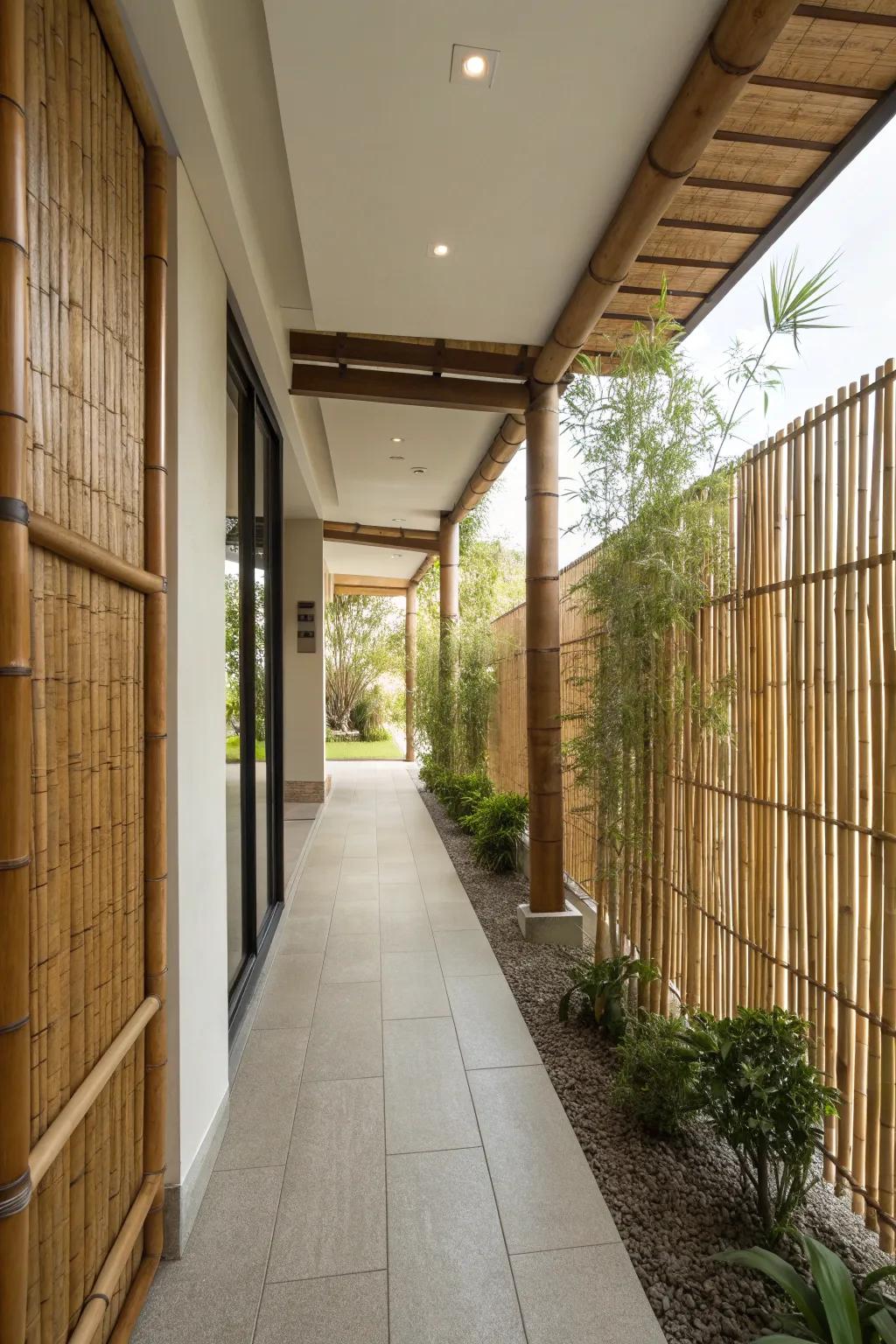 Privacy screens provide seclusion while maintaining an airy feel.