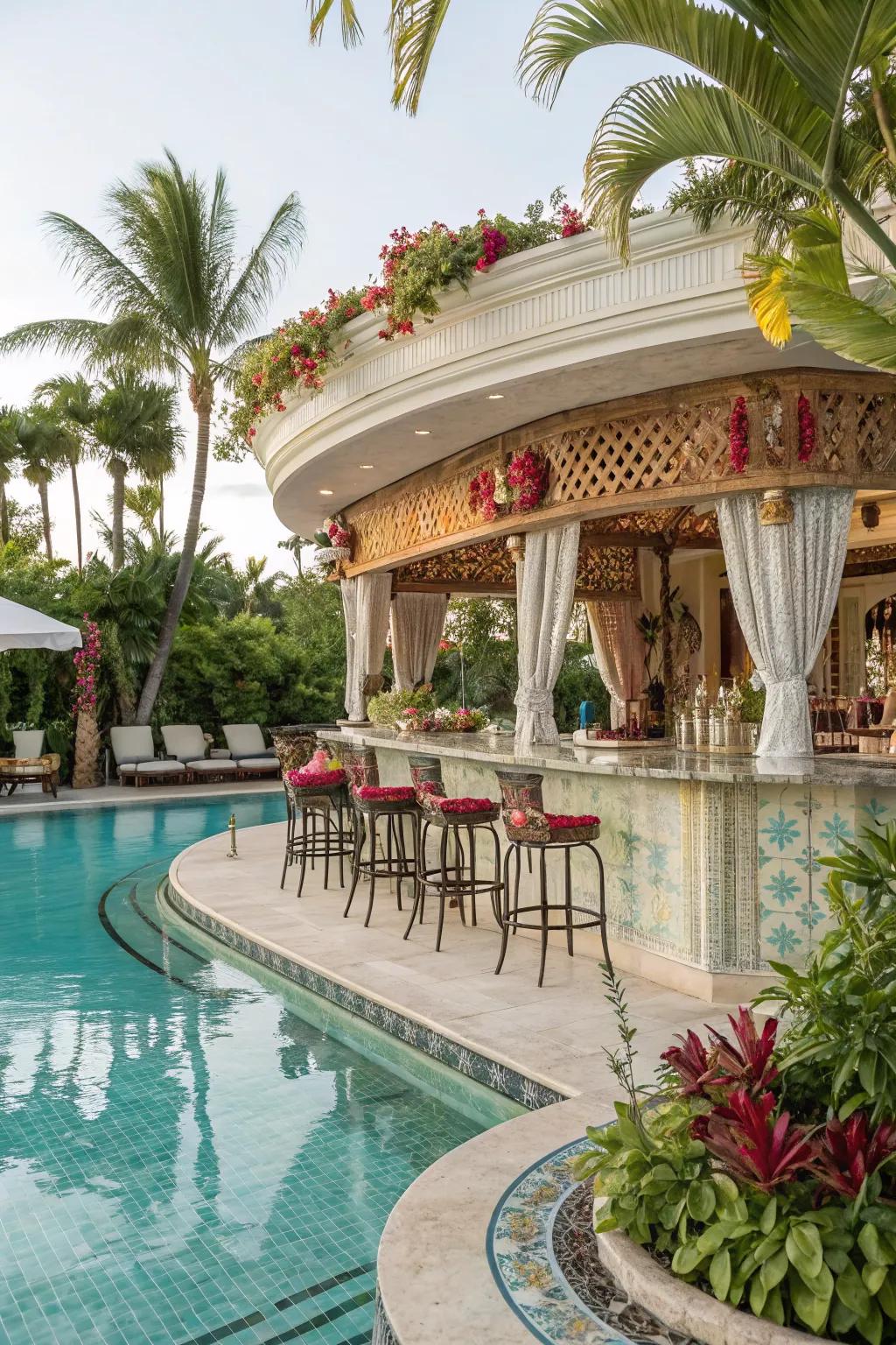 A poolside bar offers relaxation and refreshment.