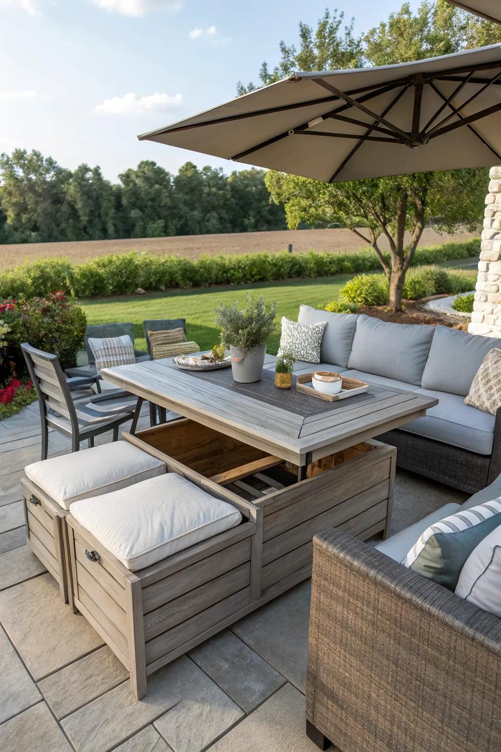 A clever convertible table for a dynamic outdoor space.