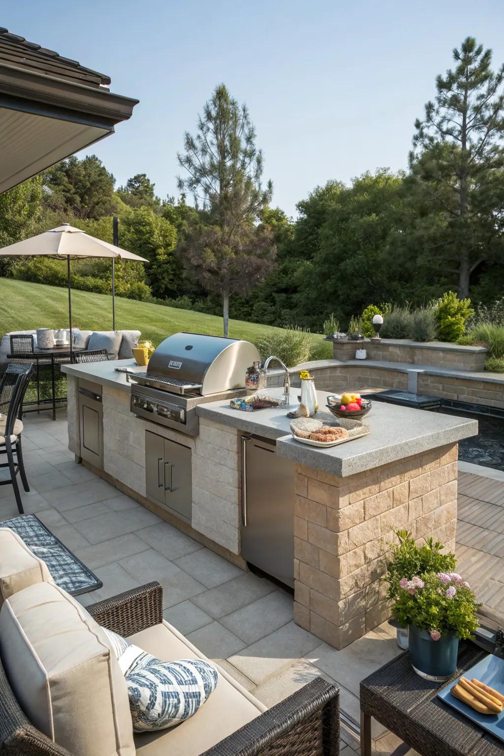 Integrated sinks add functionality to any BBQ setup.
