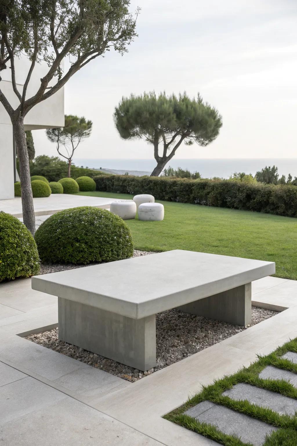 Minimalist strength: Concrete tables for modern spaces.