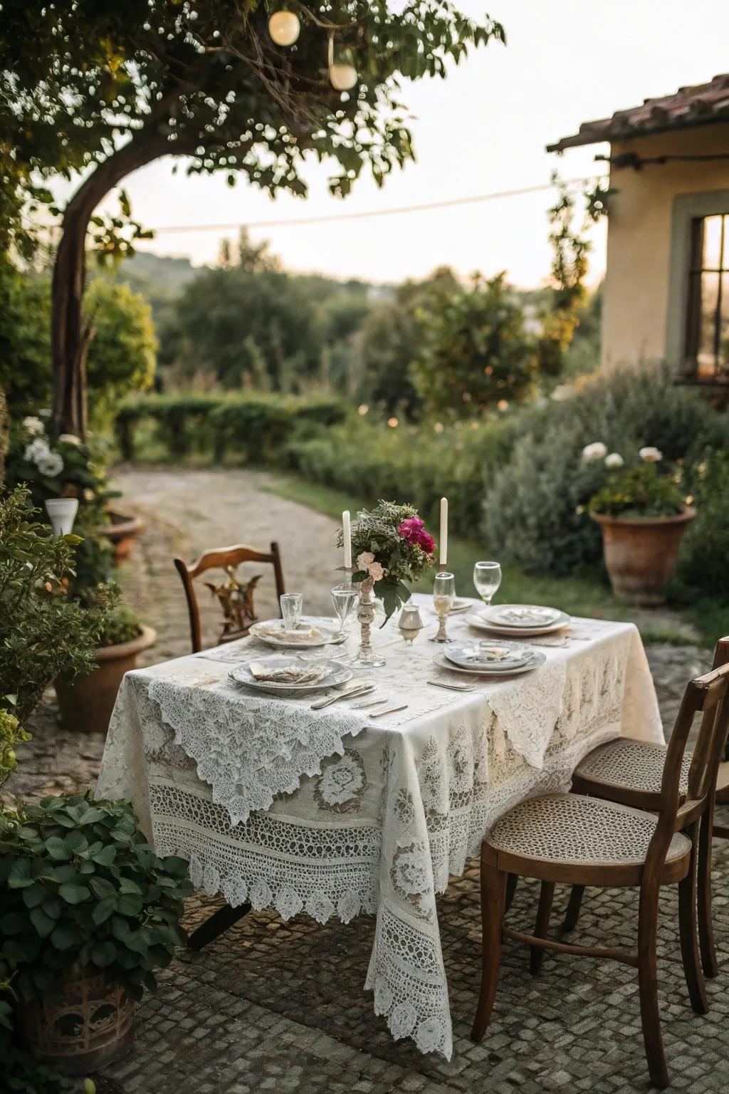Add a touch of nostalgia with vintage charm at your outdoor table.