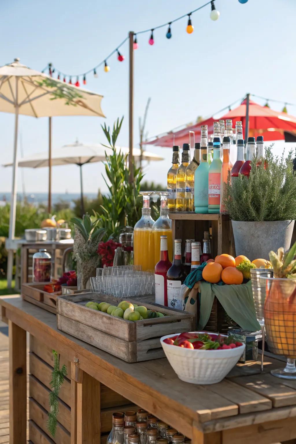 A fun DIY cocktail bar for your engagement party.