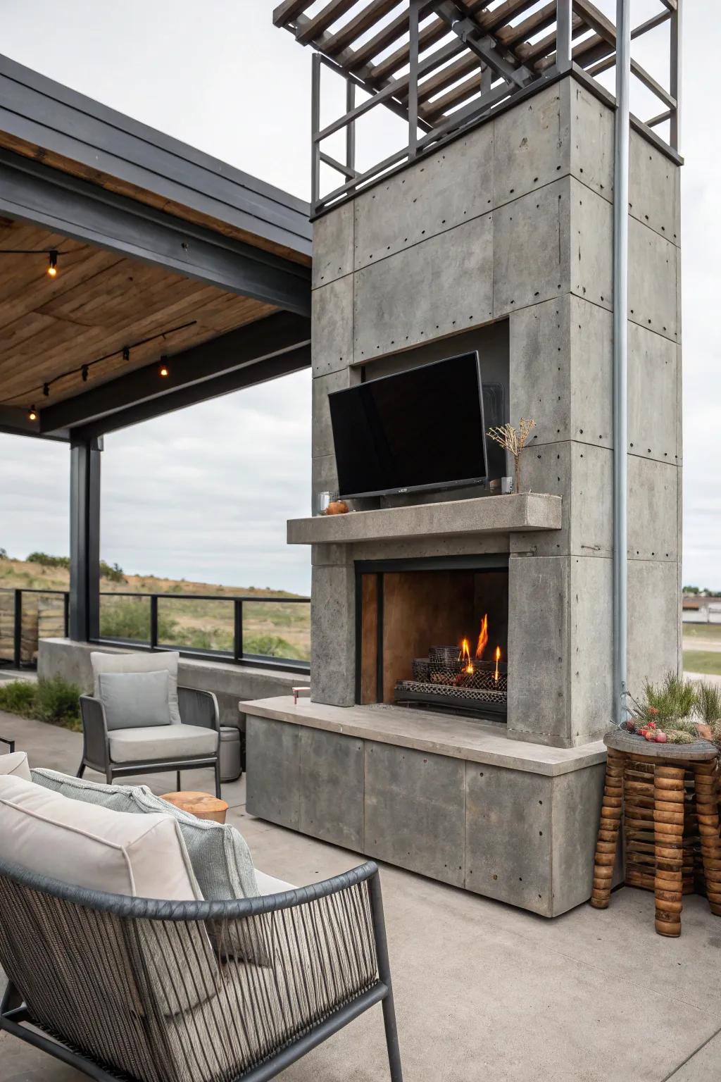 Urban chic and modern design merge in this stylish outdoor setup.
