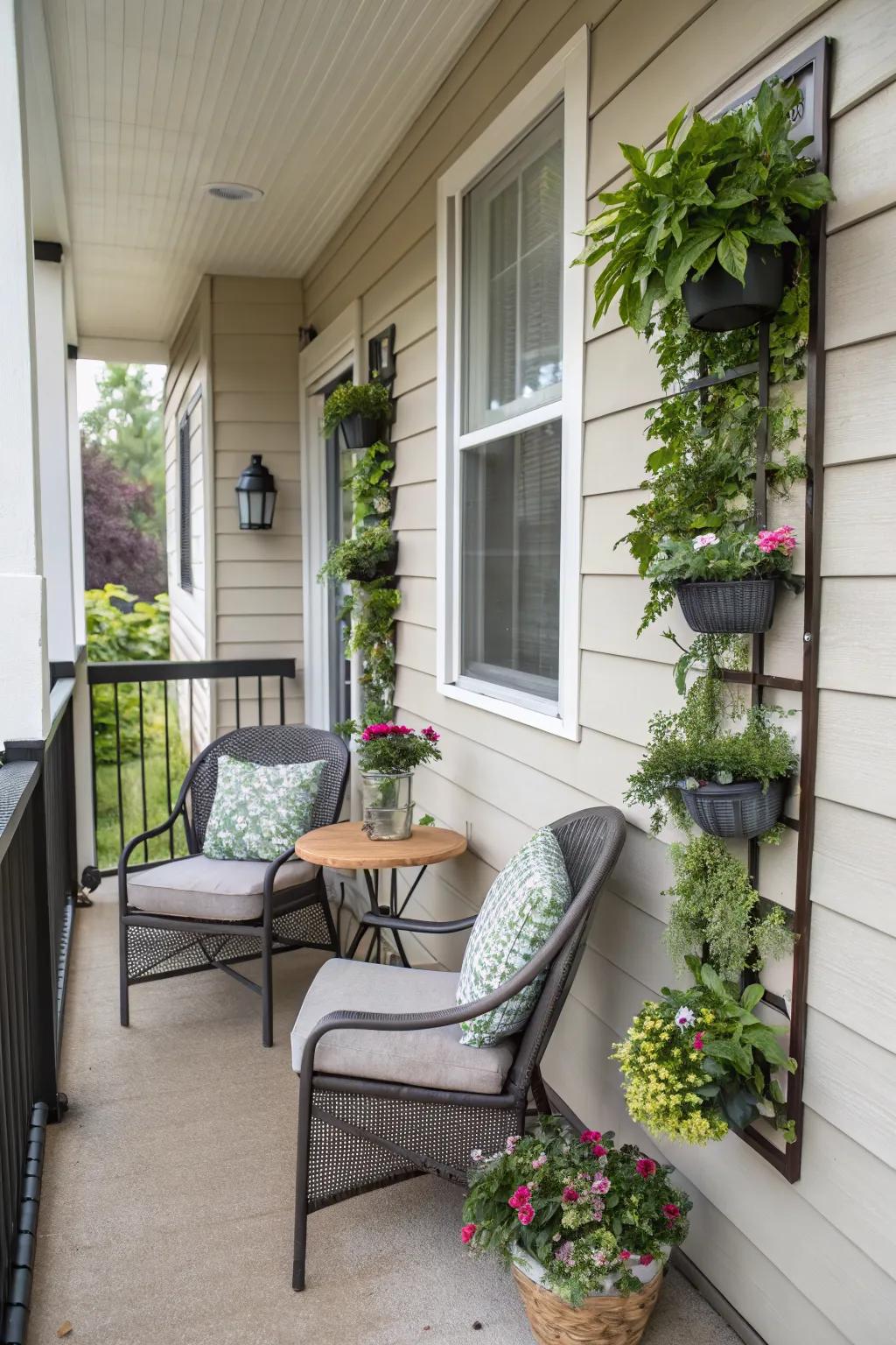 Smart use of space makes this small porch feel open and inviting.
