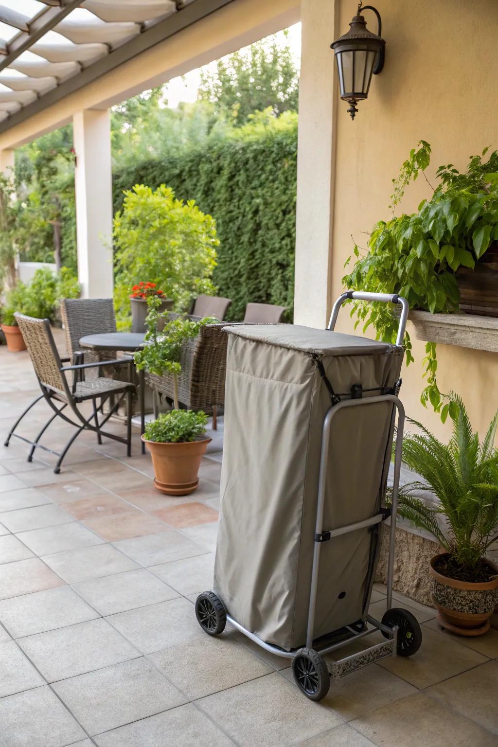 Rolling carts offer mobility and convenience for garbage storage.