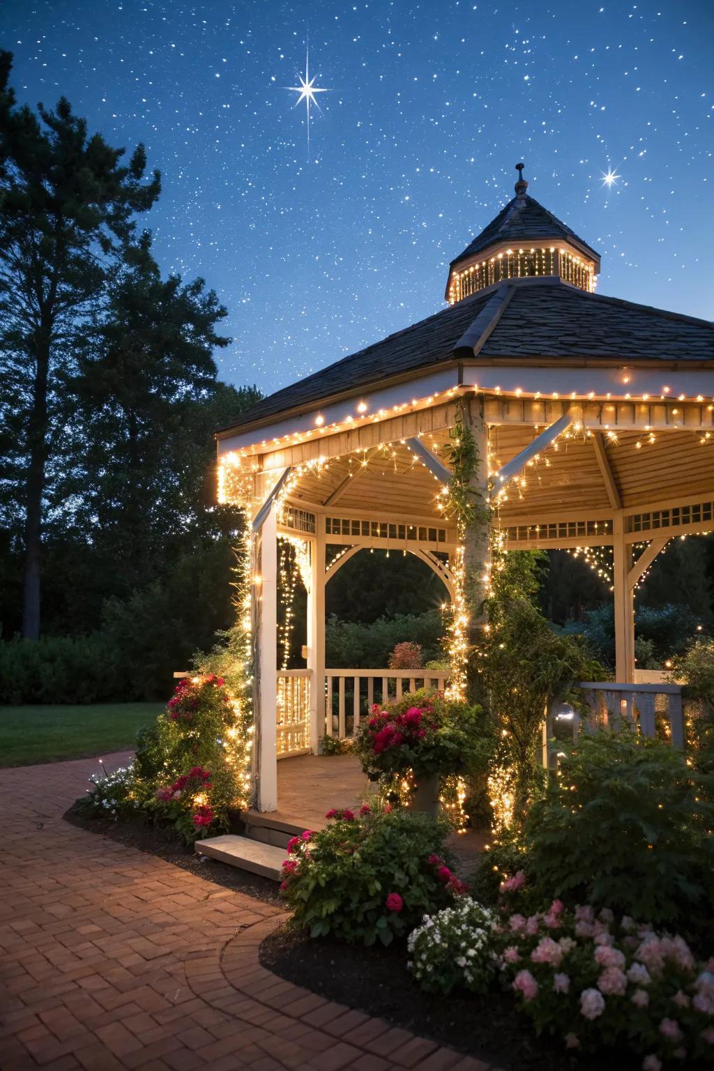 Fairy lights create a whimsical and enchanting atmosphere.