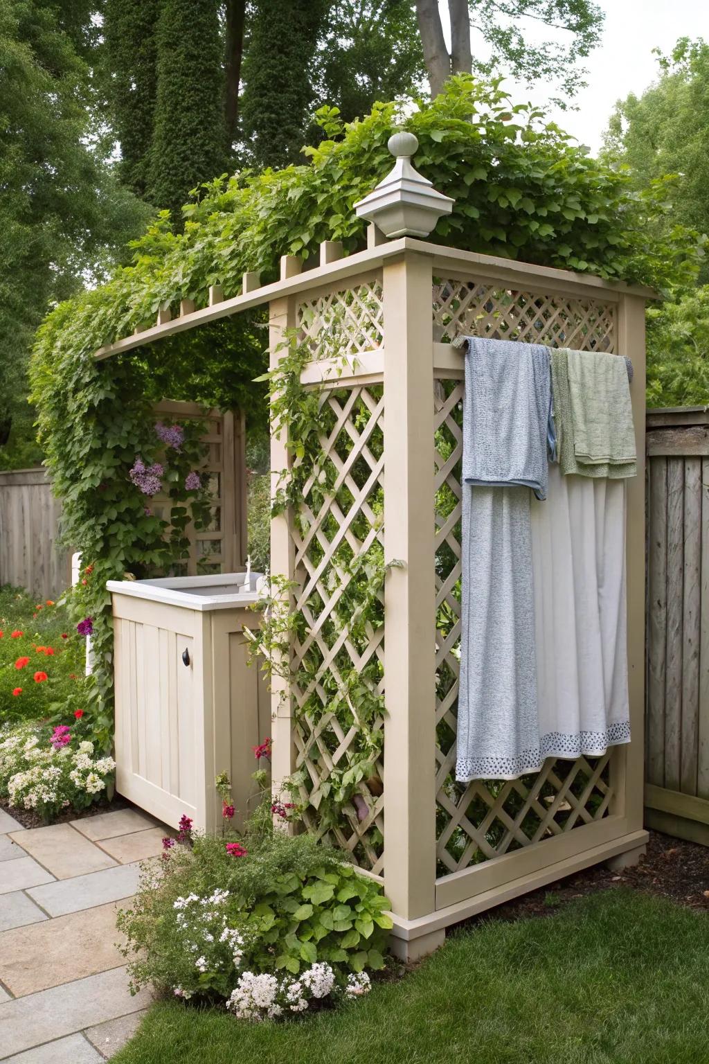 Laundry space seamlessly integrated into the garden.