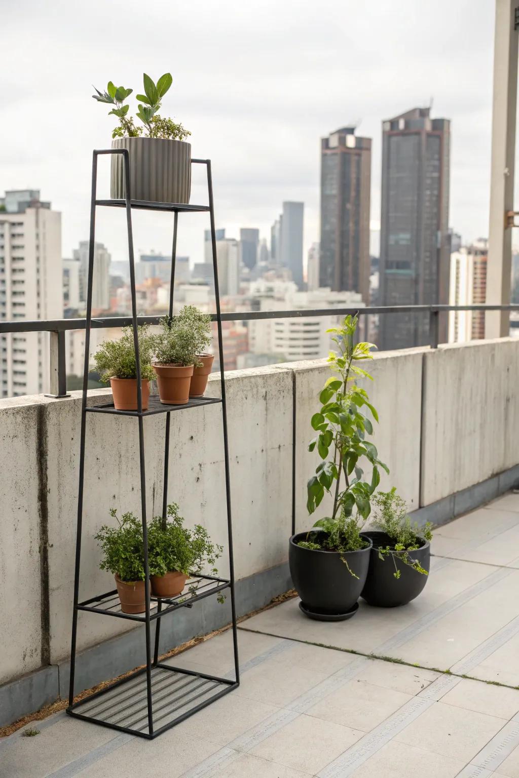 Sleek simplicity with the minimalist metal frame stand.