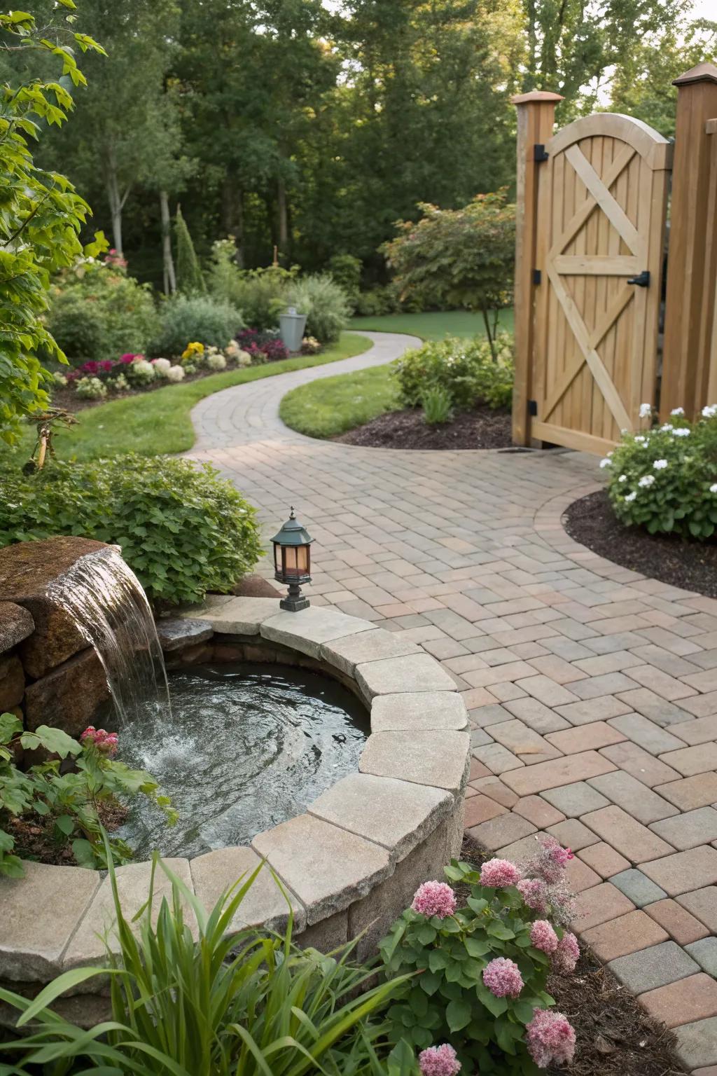 A water feature adds serenity and elegance to any patio.