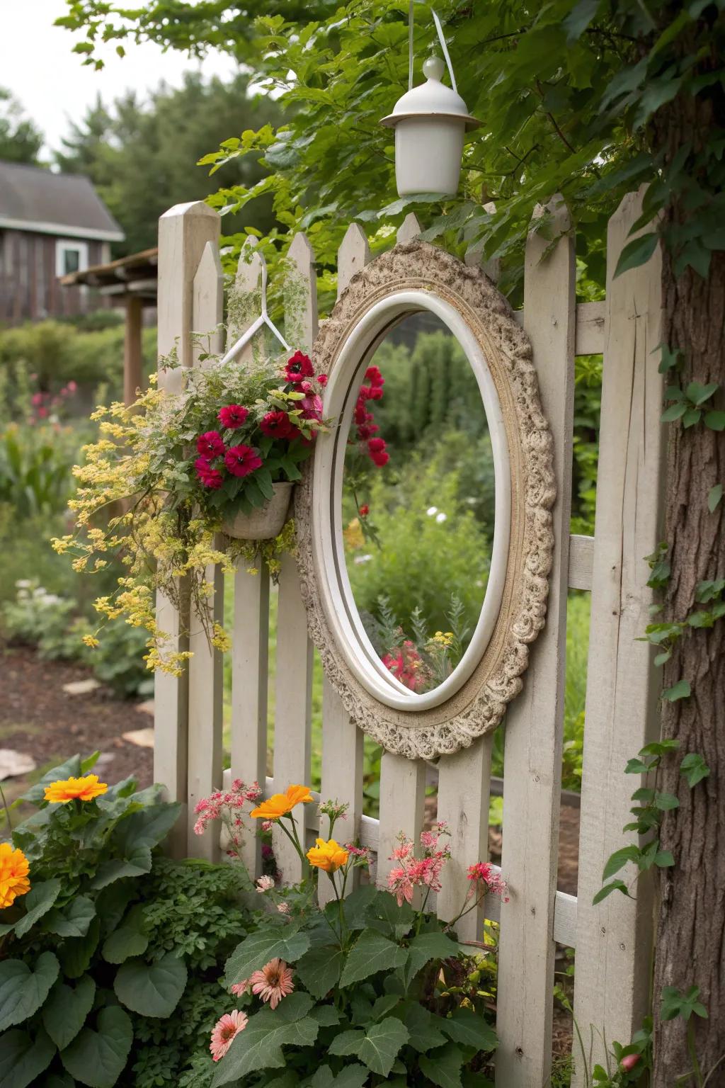 Circular frames add a unique twist to garden decor.