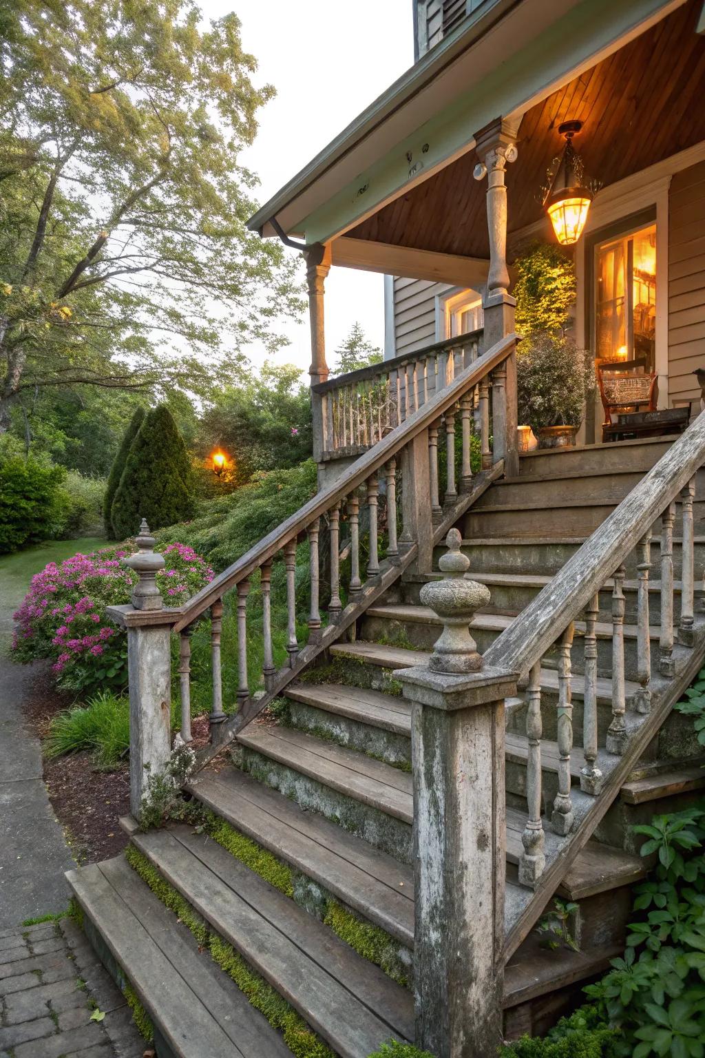 Wood balusters exude classic charm and warmth.