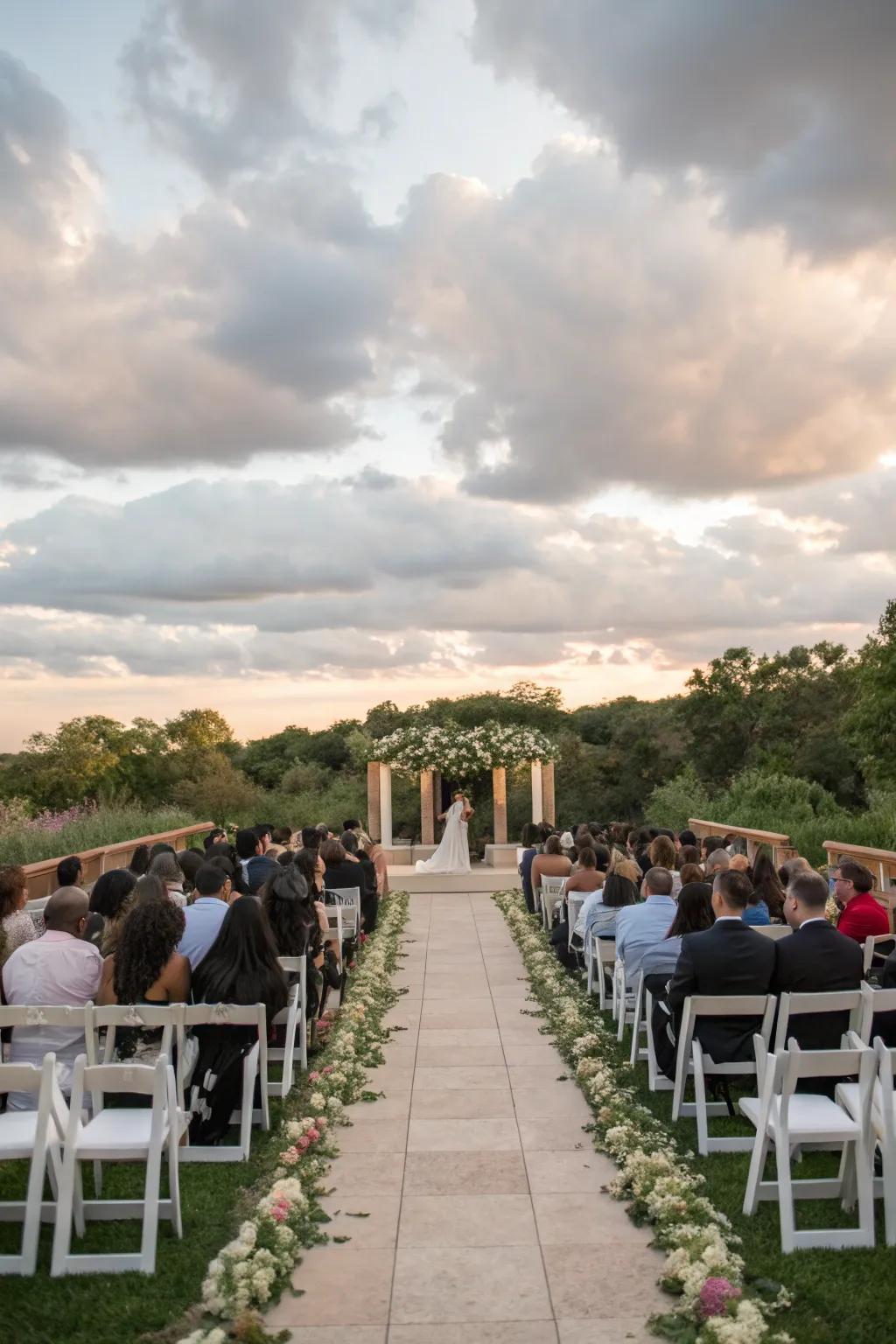 Theater style seating for optimal viewing in larger ceremonies.