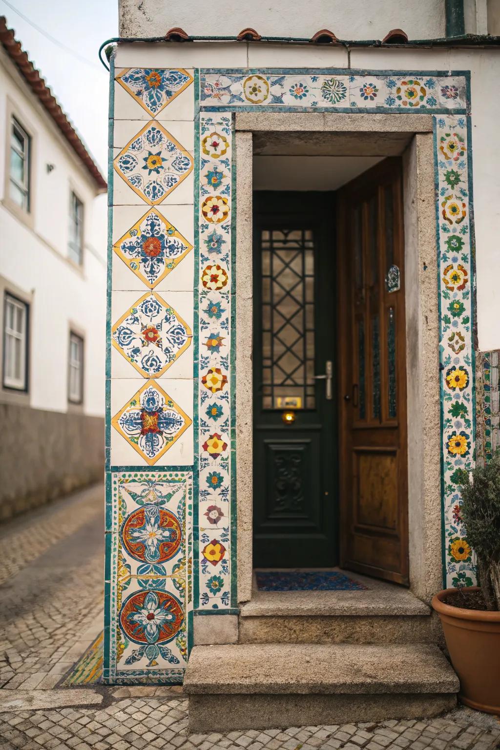 Compact tile designs making a big impact in a small entryway