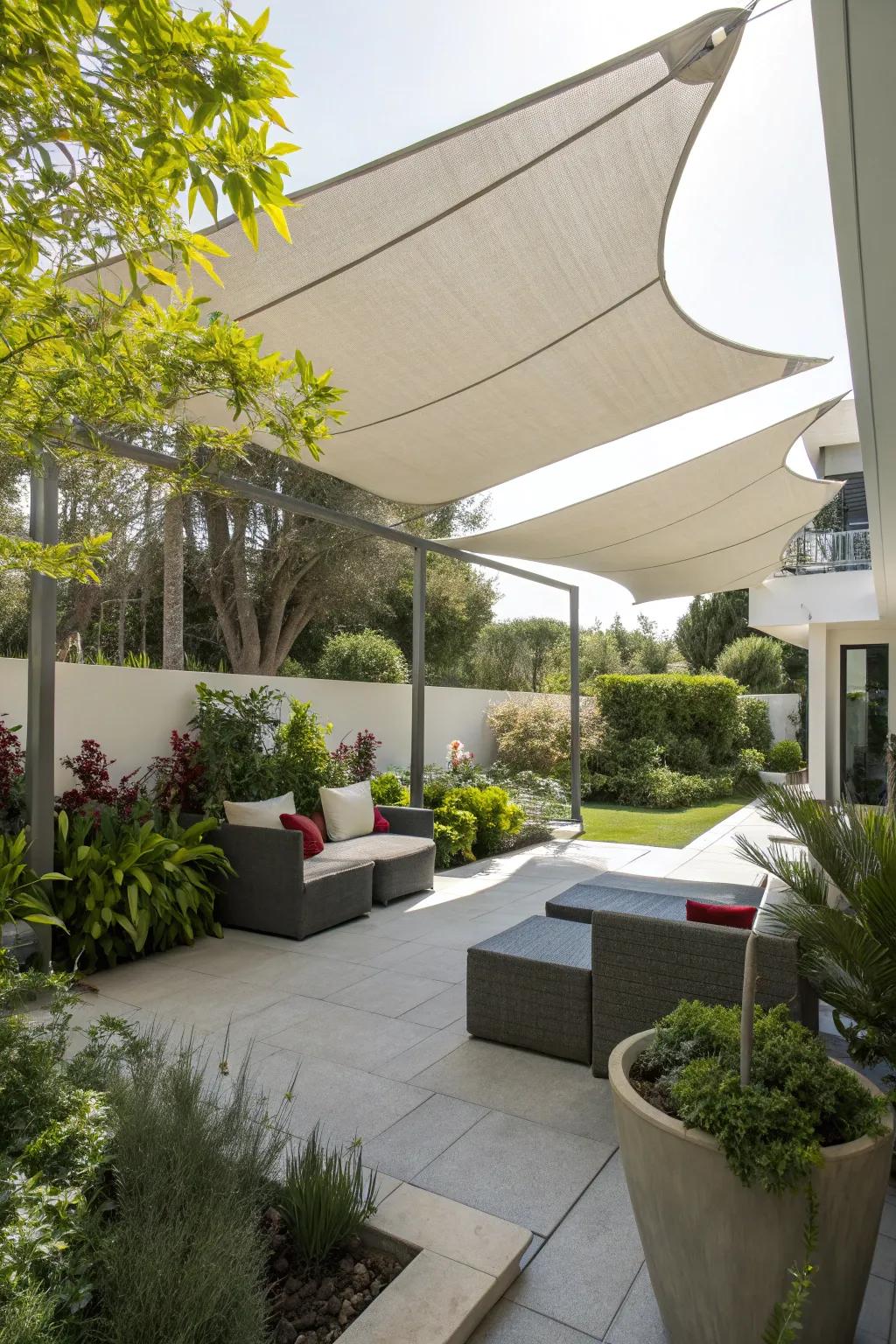 Shade sails offer shade with a modern twist.