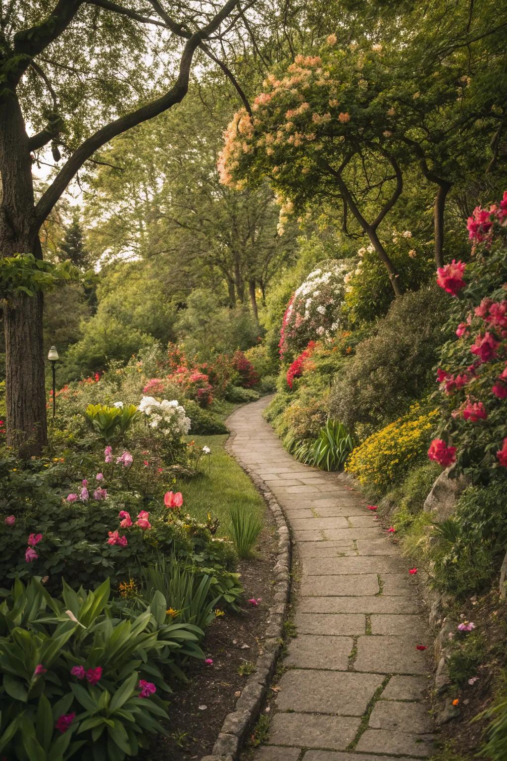 Plant integration offers a seamless, natural path edging.
