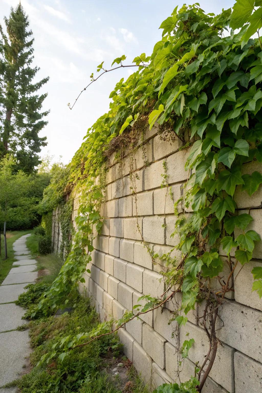 Living wall with cascading plants creating a vibrant green tapestry.