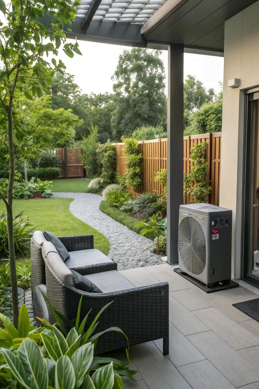 Maintain a cool patio with an outdoor cooling unit.