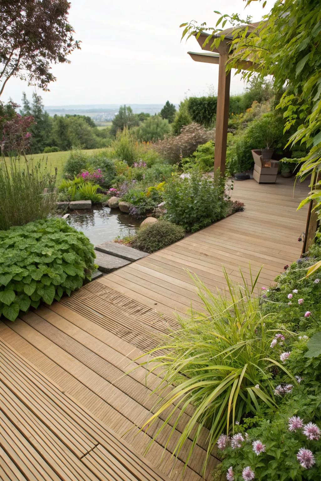 Bamboo decking offers an eco-friendly option with style.