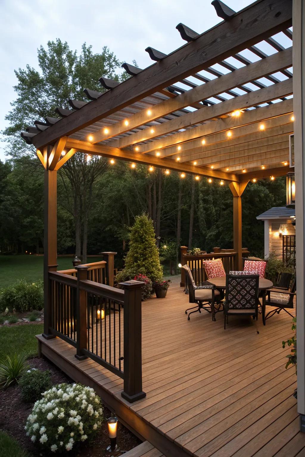 Pergola lighting enhances the ambiance of your outdoor space.