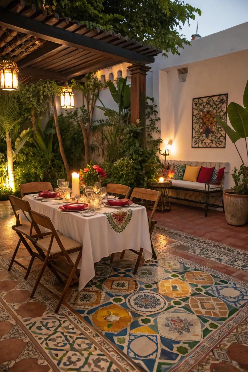 Tiles add color and a Mediterranean vibe to patios.
