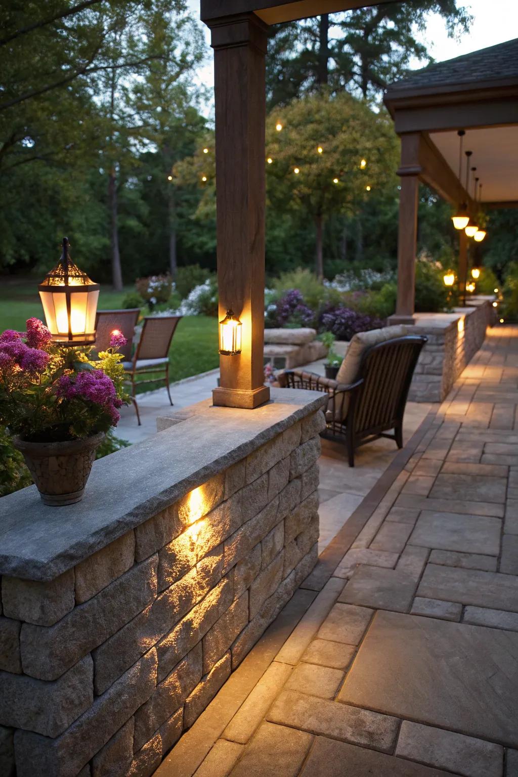 Enhance your patio's ambiance with integrated lighting.