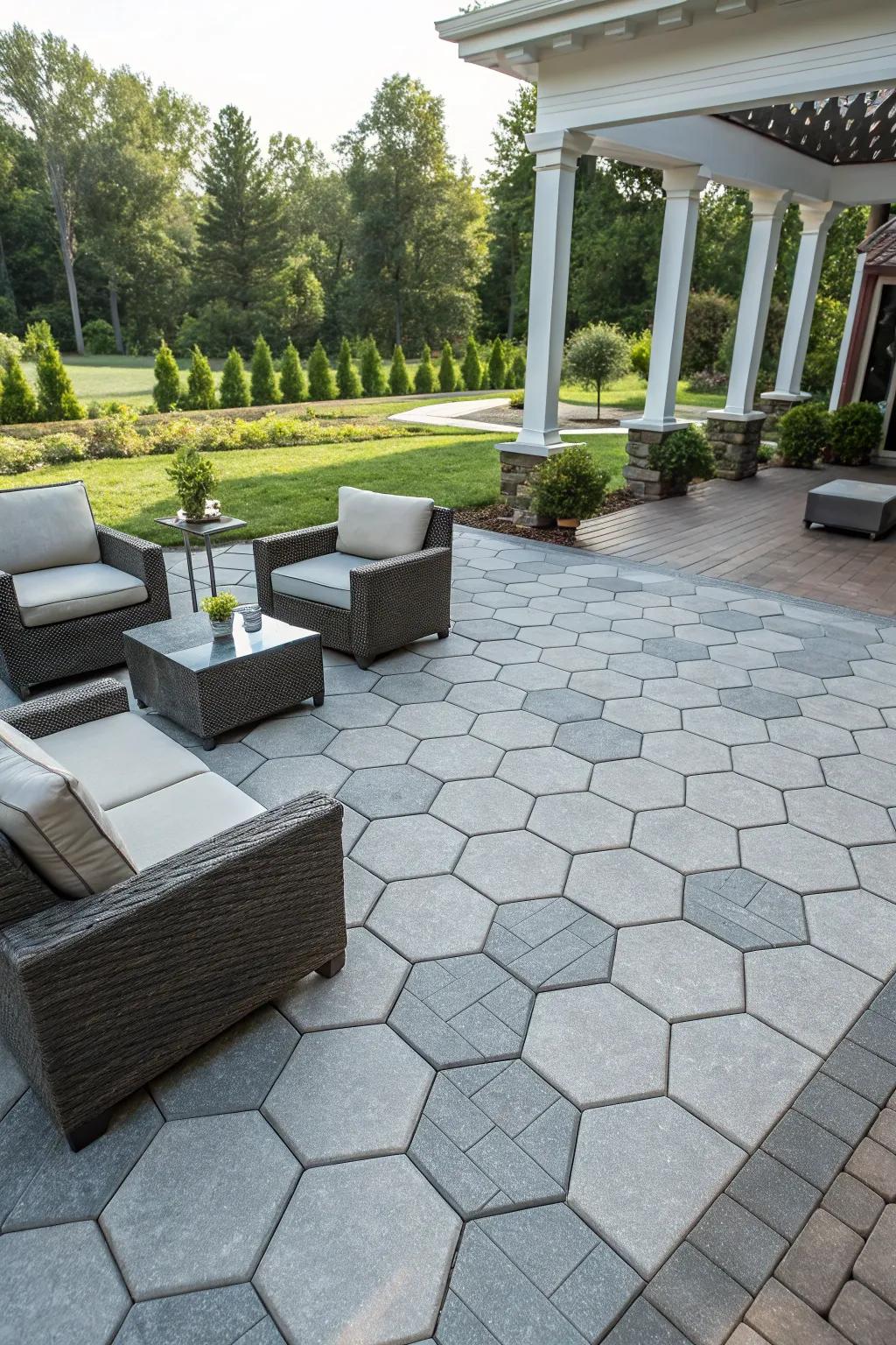 Unique octagonal pattern offering a modern geometric flair.