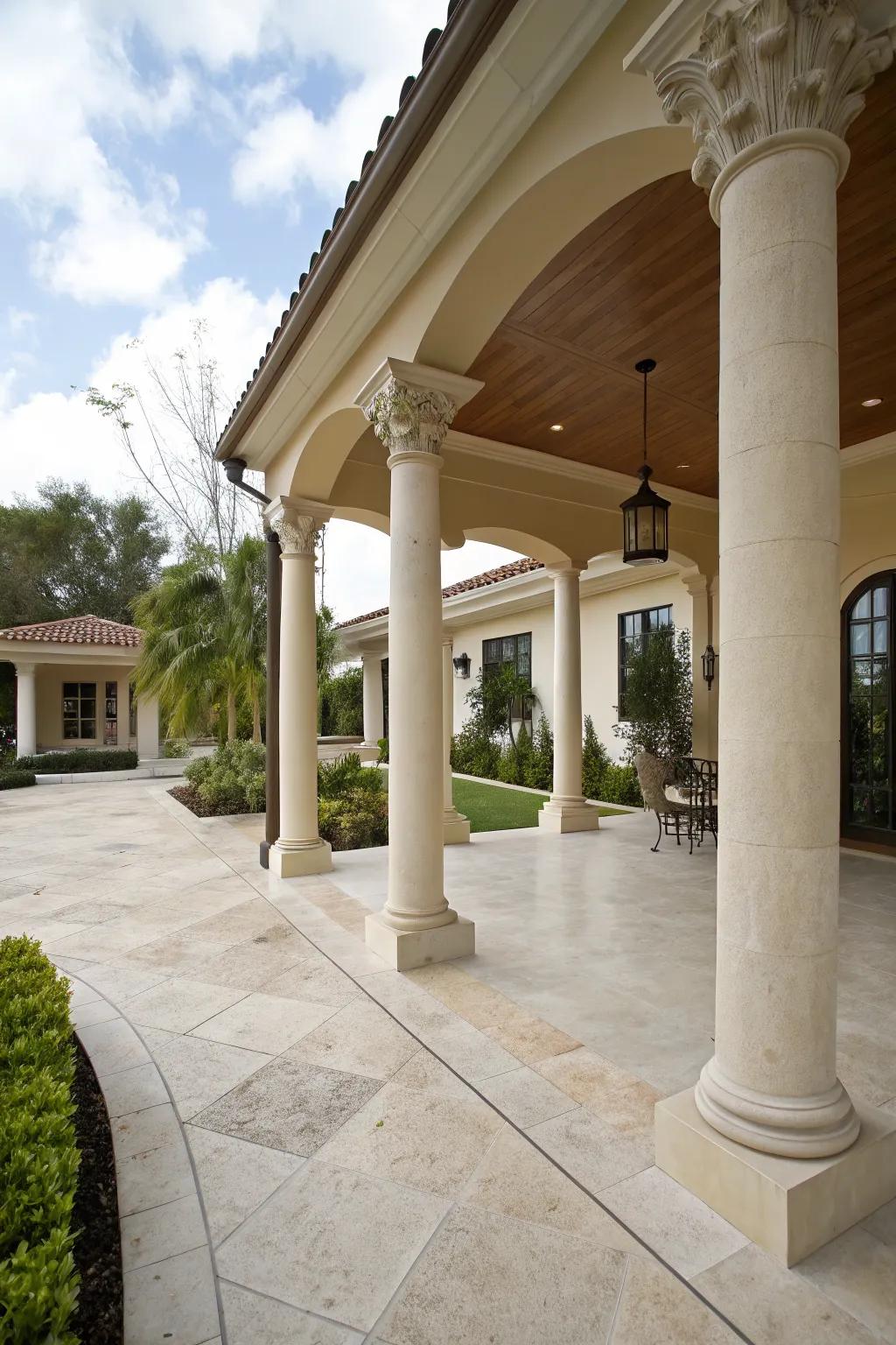 Pillars that echo your home's architecture create harmony.