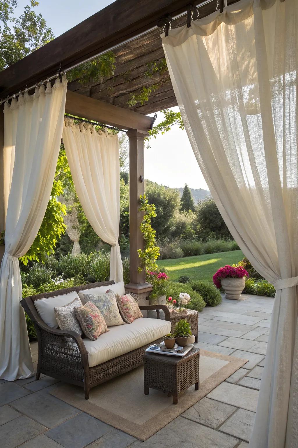 Outdoor curtains add elegance and privacy to your patio setting.